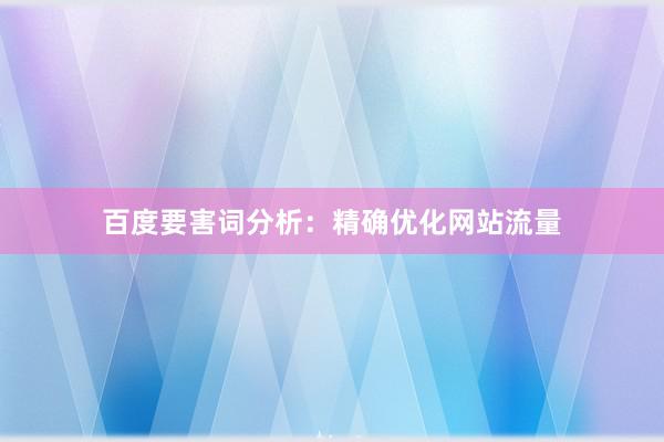 百度要害词分析：精确优化网站流量